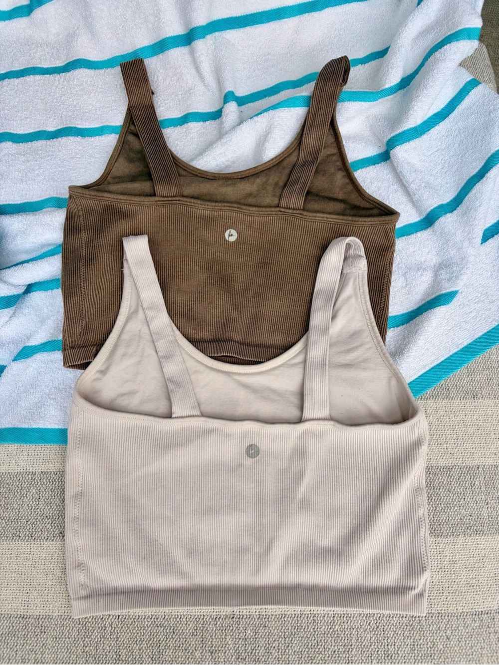 Balance Collection by Marika Everyday Ribbed Tank Crop Bra Top - Espresso & Foam